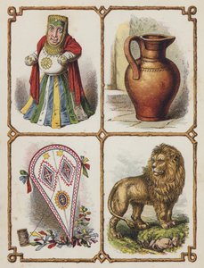 Idool, kruik, vlieger, leeuw