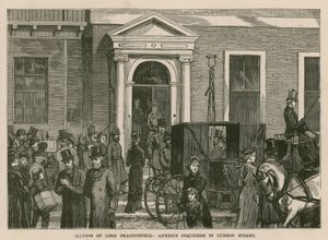 Ziekte van Lord Beaconsfield: bezorgde vragenstellers in Curzon Street, Londen door English School