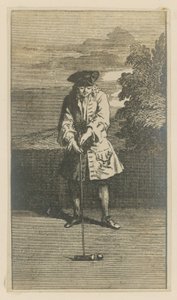 Illustratie van een man die croquet speelt