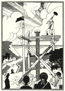 Illustratie voor de Avonturen van Baron Munchausen (gravure)