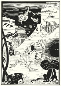 Illustratie voor de Avonturen van Baron Munchausen (gravure) door English School