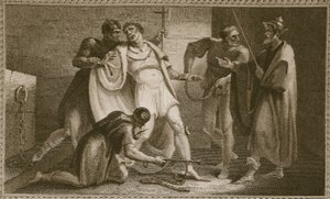 Gevangenschap van Stephen, illustratie uit David Humes The History of England, uitgegeven door R. Bowyer, Londen, 1812