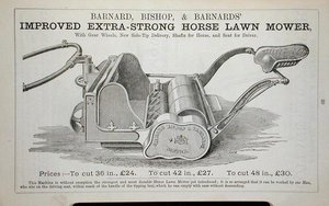 Verbeterde Extra-Sterke Paardengrasmaaier, illustratie uit een tuincatalogus, gepubliceerd door Barnard Bishop & Barnard