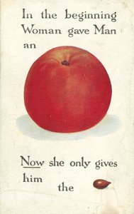 In het begin gaf de vrouw de man een appel. Nu geeft ze hem alleen nog maar de pit door English School