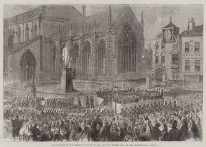 Inhuldiging van het gedenkbeeld voor de heer Herbert Ingram, MP, op de markt in Boston door English School