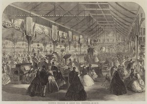 Industriële Tentoonstelling in Bingley Hall, Birmingham (gravure) door English School