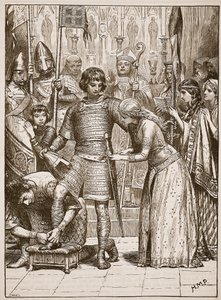 Inwijding in de ridderorde, illustratie uit Cassells Illustrated History of England door English School