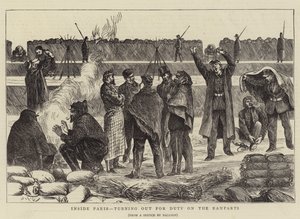 Binnen Parijs, op weg naar Dienst op de Wallen (gravure) door English School