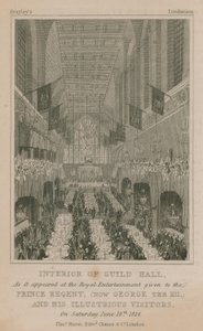 Interieur van Guildhall, Londen, zoals het verscheen bij het Koninklijk Vermaak gegeven aan de Prins Regent door English School