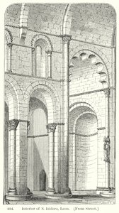 Interieur van S Isidoro, Leon (gravure) door English School