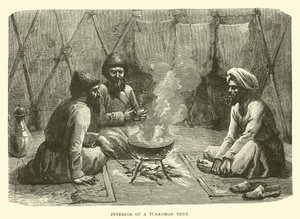 Interieur van een Turkmeense tent door English School
