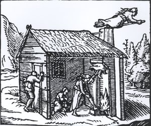 Interieur van een heksenhuis, 1579 door English School