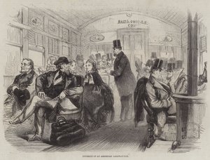 Interieur van een Amerikaanse spoorwegwagen door English School