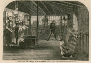 Interieur van de A, B, seinhuis van de South-Eastern Railway bij het London Bridge station door English School