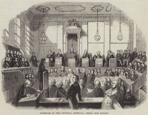 Interieur van het Centraal Strafhof, Old Bailey (gravure) door English School