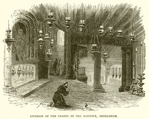 Interieur van de Kapel van de Geboorte, Bethlehem door English School