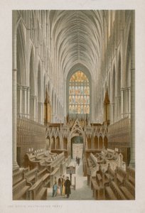 Interieur van het koor van Westminster Abbey door English School