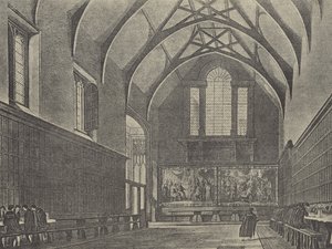 Interieur van de hal, 1816 (gravure) door English School