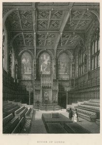 Interieur van het Hogerhuis, Westminster, Londen door English School