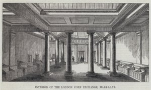 Interieur van de London Corn Exchange, Mark-Lane (gravure) door English School