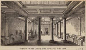 Interieur van de Londense Graanbeurs, Mark Lane door English School