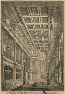 Interieur van de Nieuwe Synagoge, Great St Helens, Londen door English School