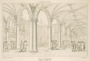 Interieur van de Royal Exchange, Londen, kijkend naar het zuidwesten door English School