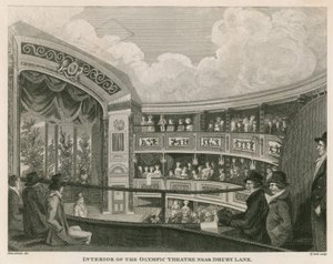 Interieur van het Royal Olympic Theatre, Wych Street, nabij Drury Lane, Londen