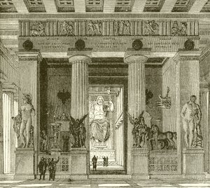Interieur van de prachtige tempel van Zeus in Olympia door English School