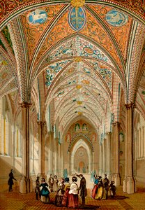 Interieur van de Tempelkerk (ingekleurde gravure)
