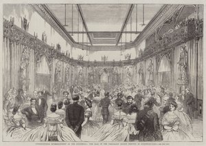 Internationaal Vermaak in de Guildhall, het Bal in de Tijdelijke Zaal opgericht in Guildhall-Yard door English School