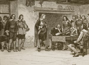 Interview tussen Charles en de graaf van Denbigh, illustratie uit Cassells Illustrated History of England