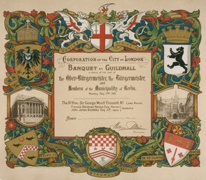 Uitnodiging door de Corporation of London voor een banket in Guildhall, 24 mei 1909