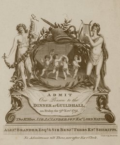 Uitnodiging voor een banket in de Guildhall, Londen, op 9 november 1792 door English School