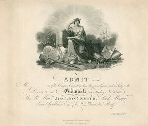Uitnodiging voor een banket in de Guildhall, Londen, op 9 november 1810