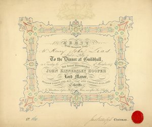 Uitnodiging voor een banket in de Guildhall, Londen, op 9 november 1847 door English School