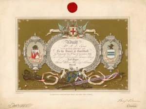 Uitnodiging voor een banket in de Guildhall, Londen, op 9 november 1853 door English School