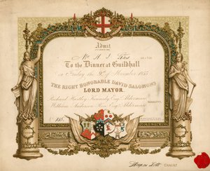 Uitnodiging voor een banket in de Guildhall, Londen, op 9 november 1855