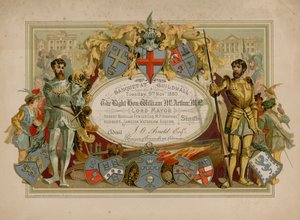 Uitnodiging voor een banket in de Guildhall, Londen, op 9 november 1880