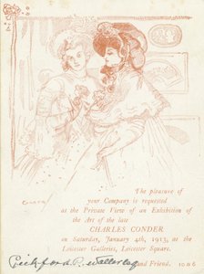 Uitnodiging voor een tentoonstelling van werk door Charles Conder door English School