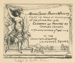 Uitnodiging voor een tentoonstelling van werk door Charles Conder