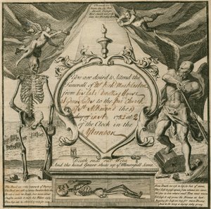 Uitnodiging om de begrafenis van Mr Richard Mackleston bij te wonen in 1732