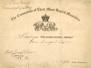 Uitnodiging voor de kroning van Koning Willem IV en Koningin Adelaide door English School