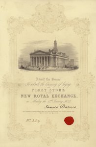 Uitnodiging voor het leggen van de eerste steen van de New Royal Exchange