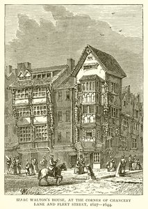 Het huis van Izaac Walton, op de hoek van Chancery Lane en Fleet Street, 1627-1644 door English School