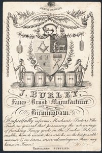 J Burley, fabrikant van luxe borstels, handelskaart door English School