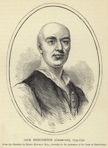 Jack Broughton, Kampioen, 1734-1750, naar het schilderij van Frank Hayman, RA, voorheen in het bezit van de hertog van Cumberland door English School