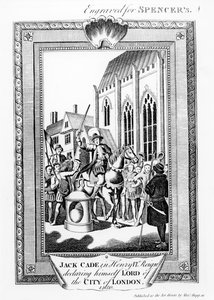 Jack Cade (overleden 1450) in het Regeer van Henry VI Verklaart Zichzelf Heer van de Stad Londen, gegraveerd voor Spencer