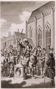 Jack Cades Opstand in 1450: Cade verklaart zichzelf Heer van de Stad Londen bij London Stone, Cannon Street, c.1770 door English School