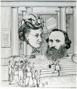 Jacobs terugkeer, ontmoeting van Jacob Bright en Lydia Becker, tijdschriftillustratie door English School